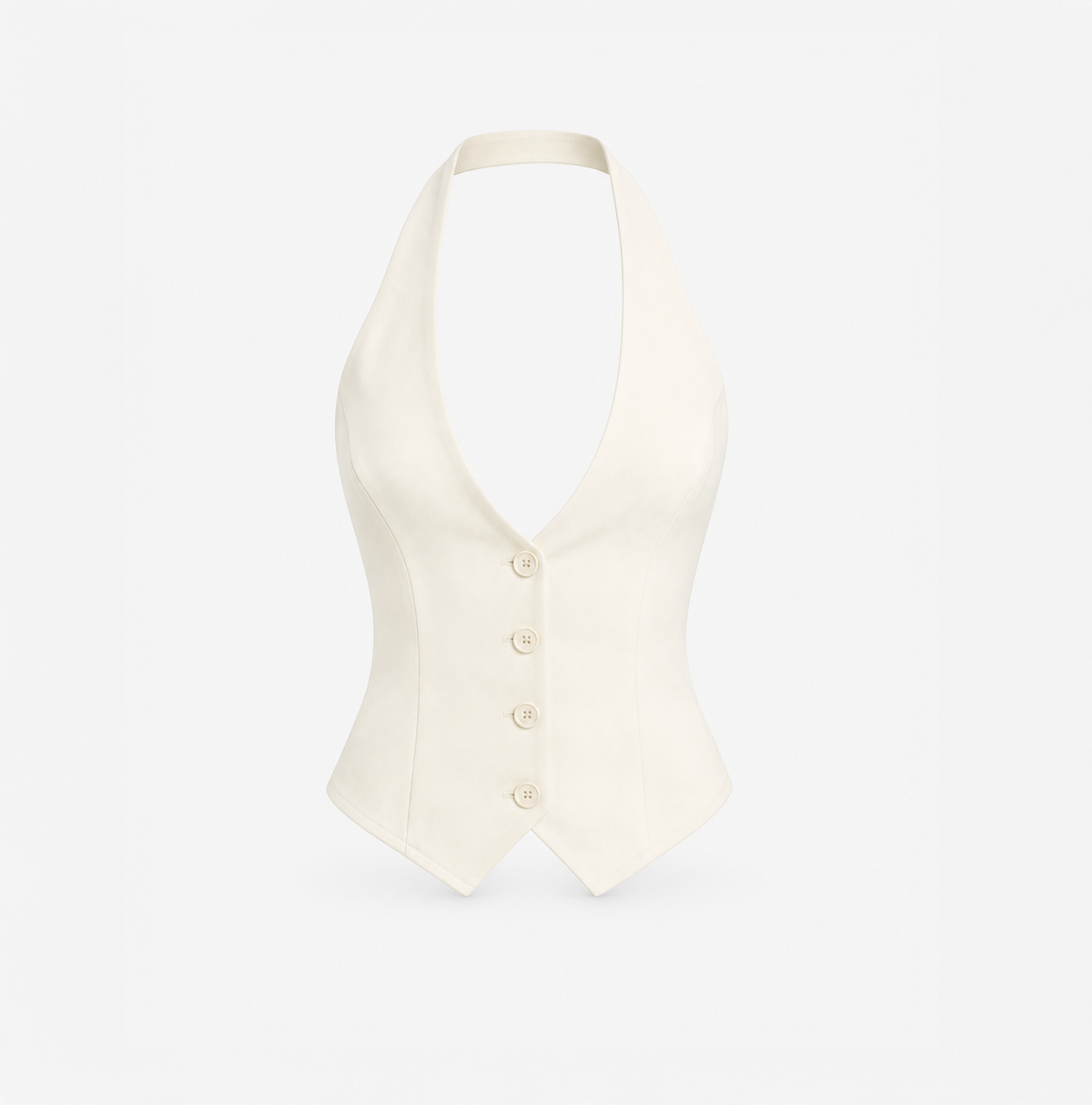Halter Vest in Silk Crepe (WHITE)