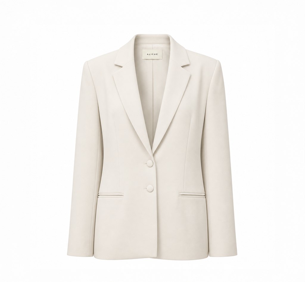 Blazer in Silk Crepe (WHITE)